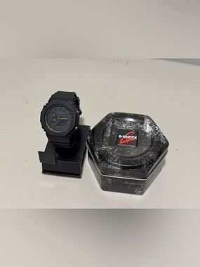 G-Shock All-Black Resin Watch with Black Branded Tin